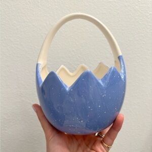Blue and Cream Ceramic Basket